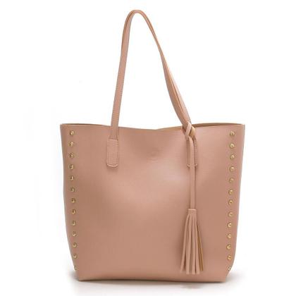 Imagem de Bolsa Feminina k Com 3 Peças Casual Leve Sacola Grande NUDE