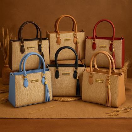 Imagem de Bolsa feminina lorena palha com alça de regulagem bolsa lançamento com material estilo palha