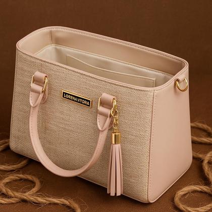 Imagem de Bolsa feminina lorena palha com alça de regulagem bolsa lançamento com material estilo palha