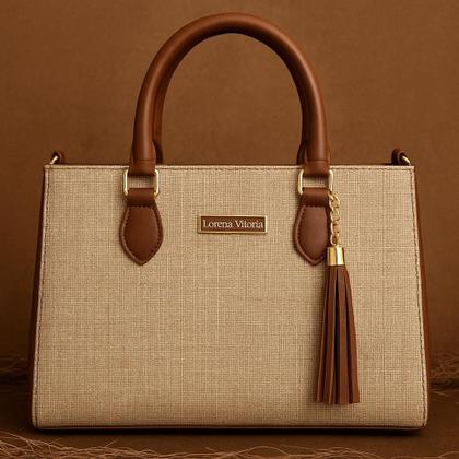 Imagem de Bolsa feminina lorena palha com alça de regulagem bolsa lançamento com material estilo palha