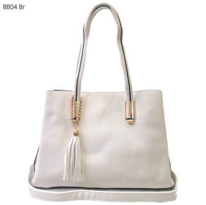 Imagem de Bolsa Feminina Mão / Transversal com Divisões e Chaveiro de Franjas 8804