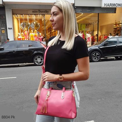 Imagem de Bolsa Feminina Mão / Transversal com Divisões e Chaveiro de Franjas 8804