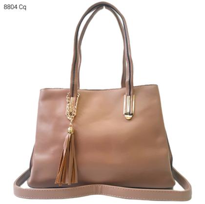 Imagem de Bolsa Feminina Mão / Transversal com Divisões e Chaveiro de Franjas 8804