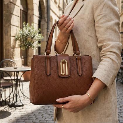 Imagem de Bolsa Feminina Mão Transversal Texturizada Elegante Chenson