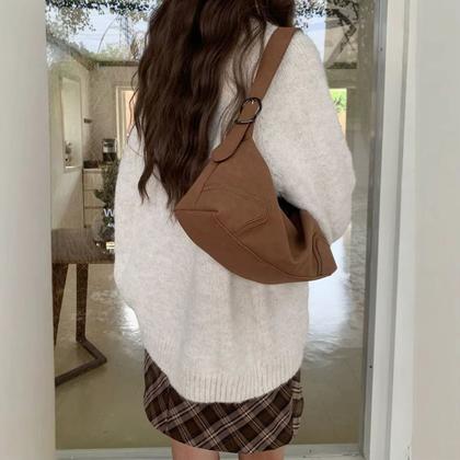 Imagem de Bolsa Feminina Média De Camurça Elegante Trabalho Faculdade