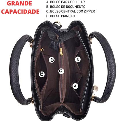 Imagem de Bolsa Feminina Média Tote Com Alça Transversal Bolso Externo Mulheres MOda Resistente COm Alça Para Trabalho Presente Resistente Lisa Espaçosa