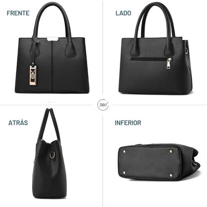 Imagem de Bolsa Feminina Média Tote Com Alça Transversal Bolso Externo Mulheres MOda Resistente COm Alça Para Trabalho Presente Resistente Lisa Espaçosa