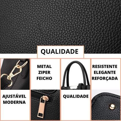 Imagem de Bolsa Feminina Média Tote Com Alça Transversal Bolso Externo Mulheres MOda Resistente COm Alça Para Trabalho Presente Resistente Lisa Espaçosa