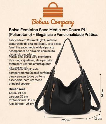 Imagem de Bolsa Feminina Média Transversal Couro Pu com 4 Zíperes  Estilosa e Elegante