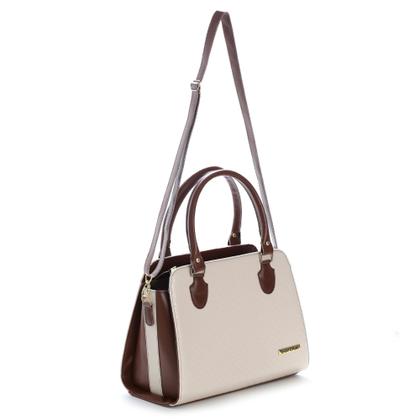 Imagem de Bolsa Feminina Metalassê Bicolor Santorini Handbag Marrom/Creme