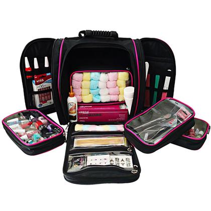 Imagem de Bolsa Feminina Mochila Termica Grande Porta Maquiagem Manicure Esmaltes Maquiadores Profissionais
