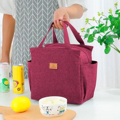 Imagem de Bolsa Feminina Necessaire Térmica Marmiteira Espaçosa Resistente Lancheira Alta Qualidade Trabalho Original Luxo Passeio