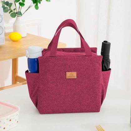 Imagem de Bolsa Feminina Necessaire Térmica Marmiteira Espaçosa Resistente Lancheira Alta Qualidade Trabalho Original Luxo Passeio