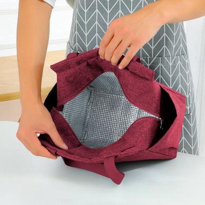 Imagem de Bolsa Feminina Necessaire Térmica Marmiteira Espaçosa Resistente Lancheira Alta Qualidade Trabalho Original Luxo Passeio