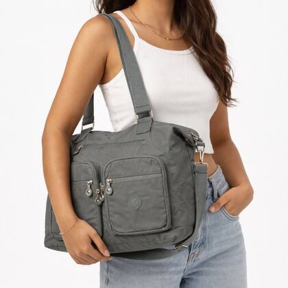 Imagem de Bolsa Feminina Nylon Grande Ombro Tiracolo Multi Compartimentos Zíper Dia a Dia Trabalho
