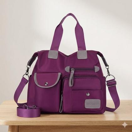 Imagem de BOLSA FEMININA OMBRO NYLON TOTE DE VIAGEM GRANDE CAPACIDADE Cor:Roxo