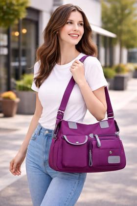 Imagem de BOLSA FEMININA OMBRO NYLON TOTE DE VIAGEM GRANDE CAPACIDADE Cor:Roxo