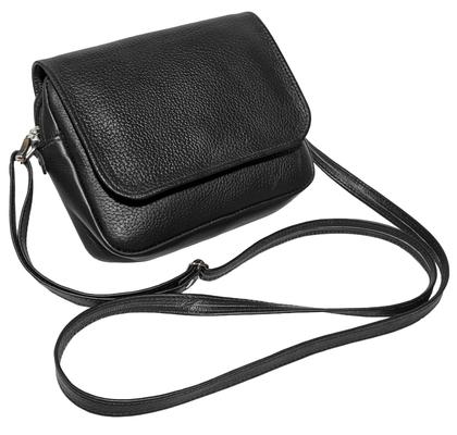 Imagem de Bolsa Feminina Pequena Em Couro Legitimo Com Tampa Zíper Alça Transversal
