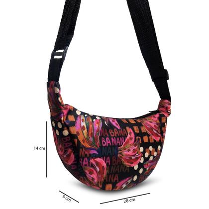 Imagem de Bolsa Feminina Pequena Estilo Meia Lua Estampada Mini Shoulder Bag