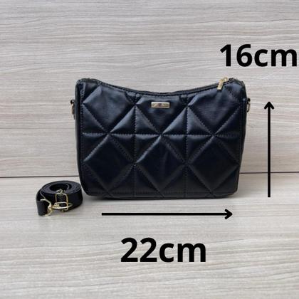 Imagem de Bolsa Feminina Pequena Transversal Bolsinha Tiracolo Alça Regulável Cor Preto Corrente