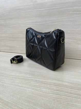 Imagem de Bolsa Feminina Pequena Transversal Bolsinha Tiracolo Alça Regulável Cor Preto Corrente
