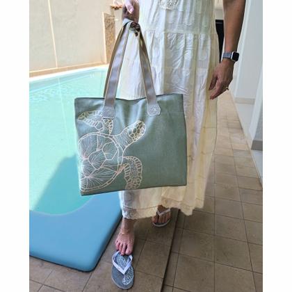 Imagem de Bolsa Feminina Praia Com Alto Relevo 3D Chinelo Slim Verde Magicc BCH-244