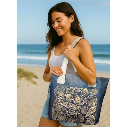 Imagem de Bolsa Feminina Praia Com Relevo 3D Necessaire Azul Magicc BN-239