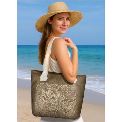 Imagem de Bolsa Feminina Praia Com Relevo 3D Necessaire Marrom Magicc BN-240