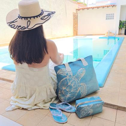 Imagem de Bolsa Feminina Praia Com Relevo 3D Necessaire Tartaruga Magicc BN-243