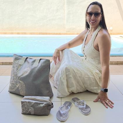 Imagem de Bolsa Feminina Praia Com Relevo 3D Necessaire Tartaruga Magicc BN-244