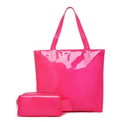 Imagem de Bolsa Feminina Praia Grande, Sacola, Verão, Silicone Impermeável, Fechamento em zíper com Necessaire