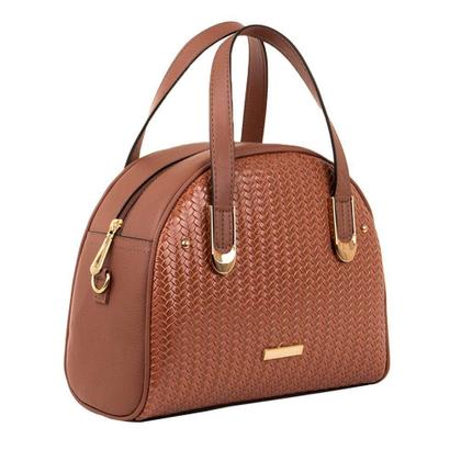 Imagem de Bolsa Feminina Rafitthy Arredondada Tressê Marrom Claro