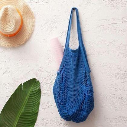 Imagem de Bolsa Feminina Sacola De Praia  Passeio Rede Vazada Crochê