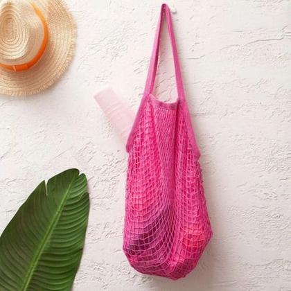 Imagem de Bolsa Feminina Sacola De Praia  Passeio Rede Vazada Crochê