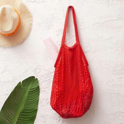 Imagem de Bolsa Feminina Sacola De Praia  Passeio Rede Vazada Crochê