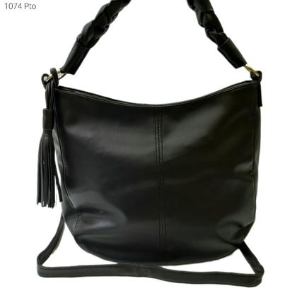 Imagem de Bolsa Feminina Sacola Ombro / Transversal com Alça Trançada e Chaveiro de Franjas 1074