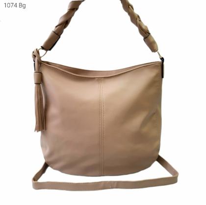 Imagem de Bolsa Feminina Sacola Ombro / Transversal com Alça Trançada e Chaveiro de Franjas 1074