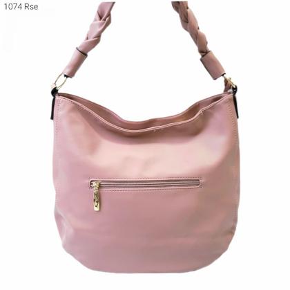 Imagem de Bolsa Feminina Sacola Ombro / Transversal com Alça Trançada e Chaveiro de Franjas 1074