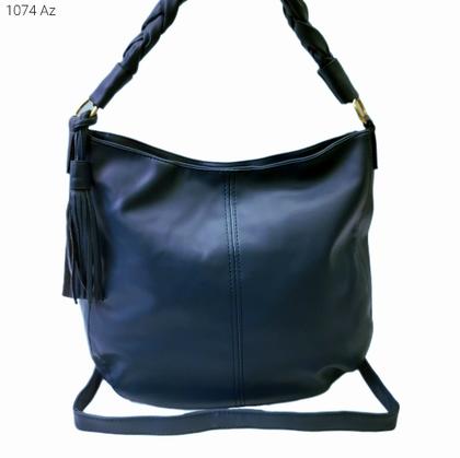 Imagem de Bolsa Feminina Sacola Ombro / Transversal com Alça Trançada e Chaveiro de Franjas 1074