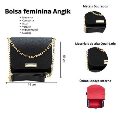 Imagem de Bolsa Feminina Tira Colo Transversal Moderna Com Alça Preta