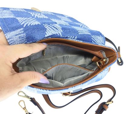 Imagem de Bolsa feminina tiracolo transversal jeans bag retro premium