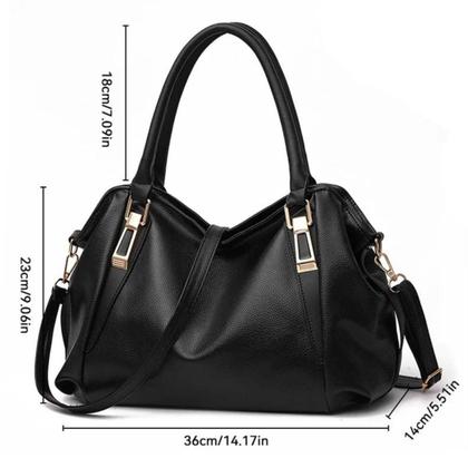 Imagem de Bolsa Feminina Tote Multiuso Preto Sacola Classica Fashion Leve Grande Faculdade Ampla Transversal Presente Bag Compras
