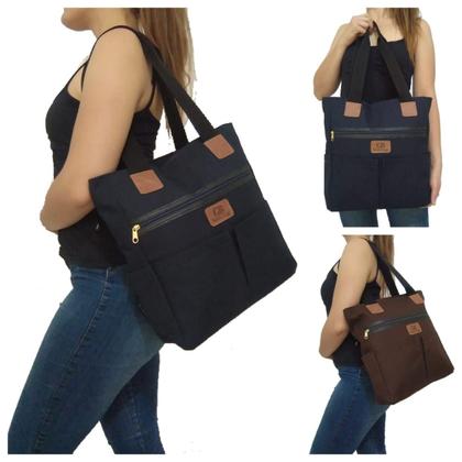 Imagem de Bolsa Feminina tote sacola Pano Tecido Oxford Alça Ombro lateral e mão Grande espaçosa reforçada moda casua trabalho faculdade di dia passeio etc