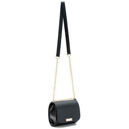 Imagem de Bolsa Feminina Transversal Baú Pequena Preto Com Corrente