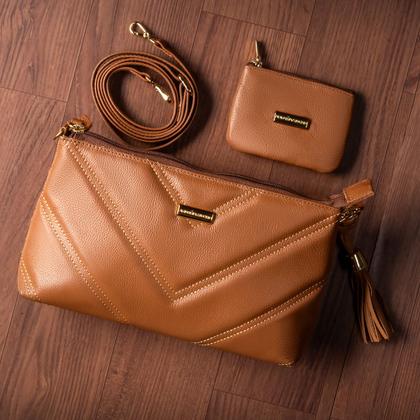 Imagem de Bolsa Feminina Transversal de Couro Bolso Interno Matelassê Cores Andreia Ribeiro