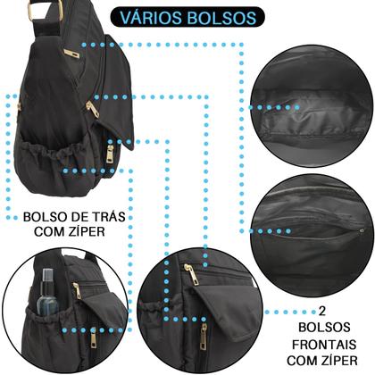 Imagem de Bolsa Feminina Transversal Dia a Dia Passeio Trabalho Vários Bolsos