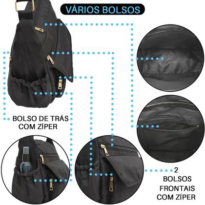 Imagem de Bolsa Feminina Transversal Dia a Dia Passeio Trabalho Vários Bolsos