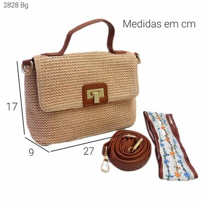 Imagem de Bolsa Feminina Transversal / Mão Palha com Lenço 2828