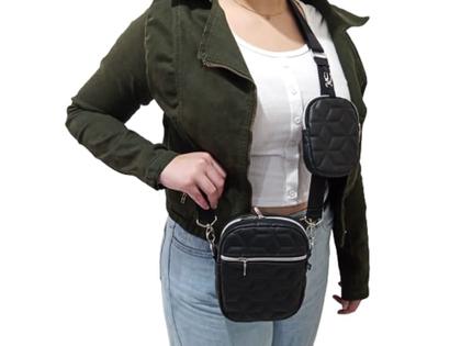 Imagem de Bolsa Feminina Transversal + Nécessaire Material Sintético 3d