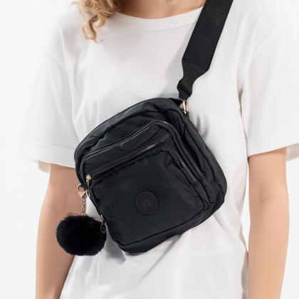 Imagem de Bolsa Feminina Transversal Nylon Impermeável Tiracolo Pequena Com Bolsos Zíper Alça Ajustável